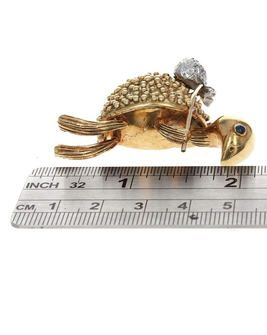 Vintage Hobo Turtle Brooch with Diamond Bindle